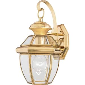 Newbury 1-Light Brass Outdoor Wall Lantern Sconce