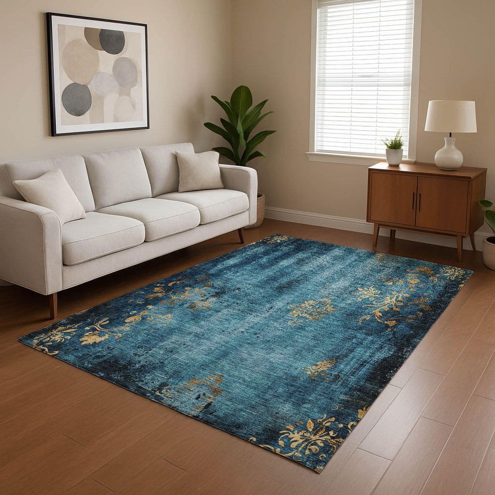 Mayfield Premium Machine Washable Abstract AMF1788 Blue 9 ft. x 12 ft. Area Rug price history on PriceWatchPro