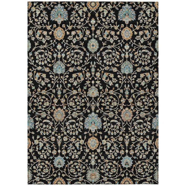 Chantille Machine Washable Indoor/Outdoor Abstract ACN2758 Black 10 ft. x 14 ft. Area Rug