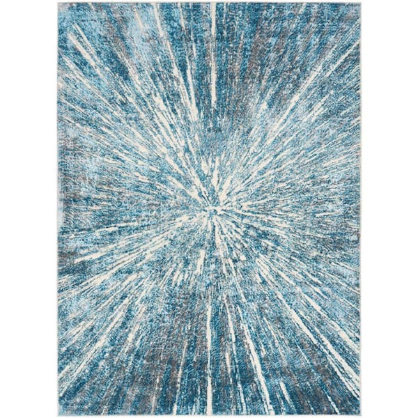 Nourison Ambiance Blue Silver 4 ft. x 6 ft. Abstract Contemporary Area Rug