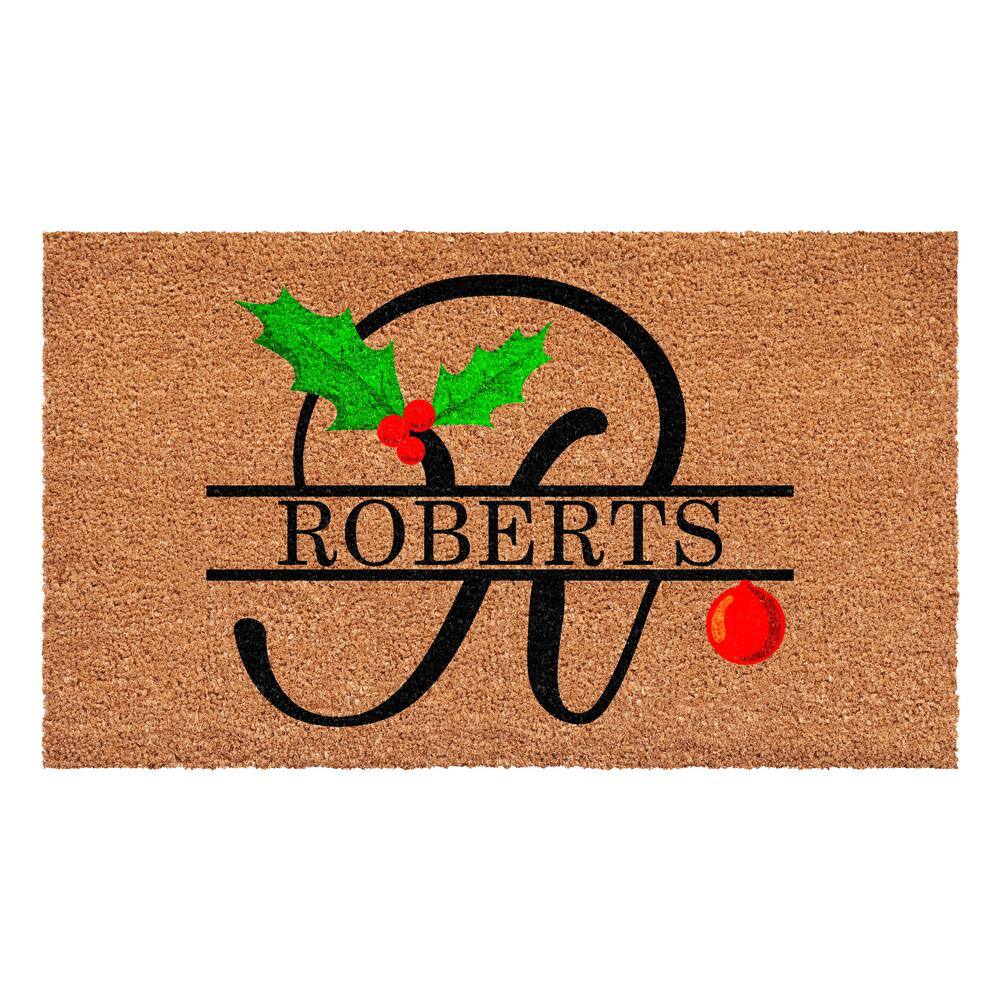 Christmas Holly 48 in. x 30 in. Coir Monogrammed Letter R Door Mat price history on PriceWatchPro