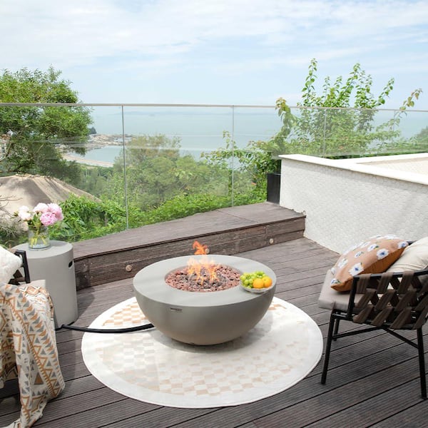 Modeno Roca 34 x 15 Round Concrete Natural Gas Fire Pit in