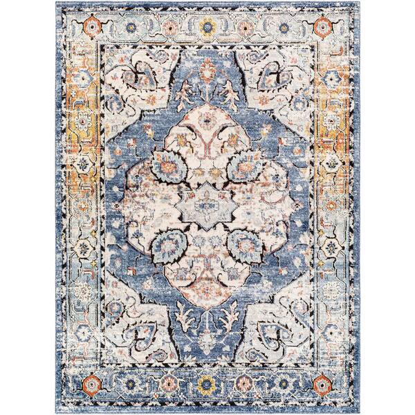 Livabliss Ella Blue 7 ft. x 9 ft. Traditional Indoor Area Rug