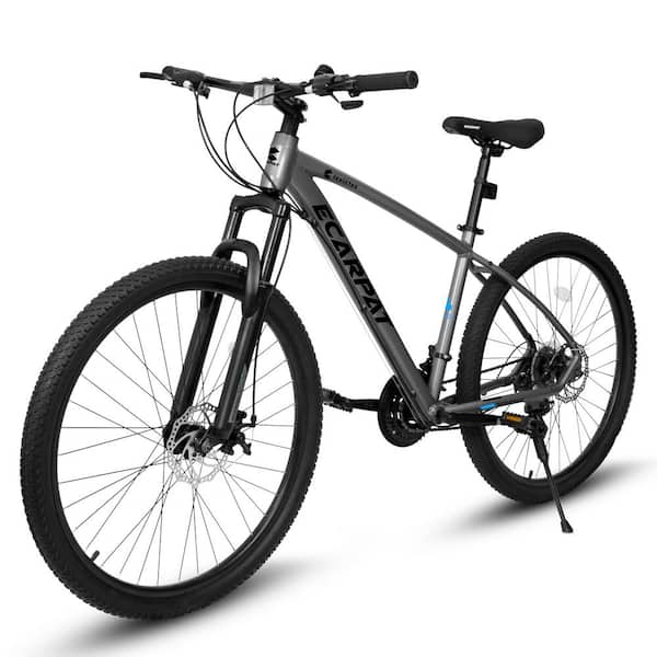 Unbranded 27 in. Aluminum Frame Outdoor Mountain Bicycle with 21 Speed Bike, Suspension Fork, Accessories, for Adlut and Teen Gray