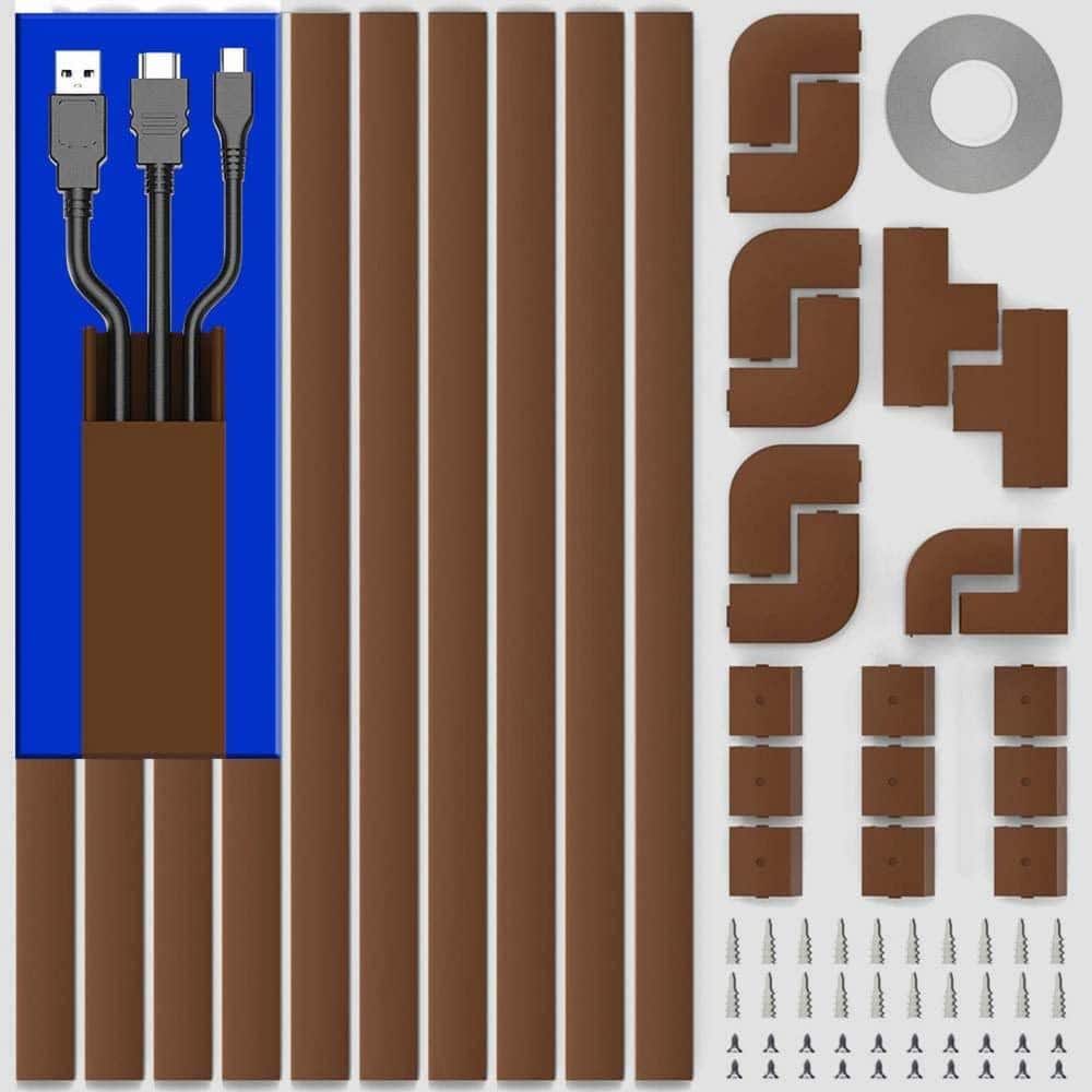1.31 ft. PVC Cable Management Raceway, Connectors for Cord Cover (15.7 in. L x 0.95 in. W x 0.55 in. H), 10-Piece Brown price history on PriceWatchPro