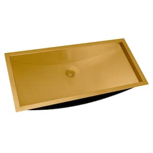 Ariaso 30 in. x 14 in . Bathroom Sink in Brushed Gold/Yellow Polished Brass
