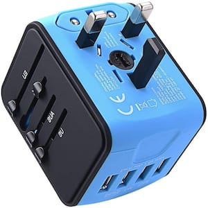 3.4 Amp Grounded 2-Outlet Universal Travel Adapter with 4 USB Ports