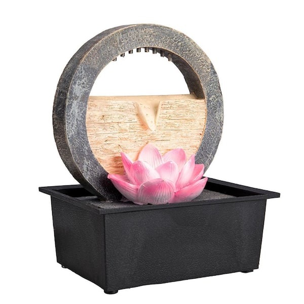 Tabletop Water Fountain with LED Light, Indoor Waterfall Decor for Home and Office