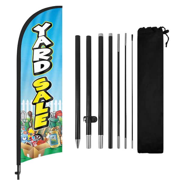 1 Kit 8Ft Polyester Feather Flag with Pole for Yard Sale, Garage Sale, Moving Sale, Neighborhood Events