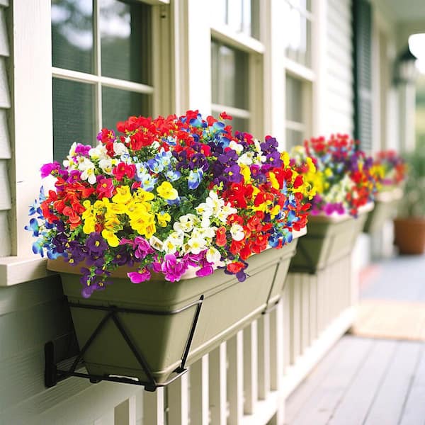 Afoxsos 16 Bundles Artificial Silk Flowers Outdoor UV Resistant