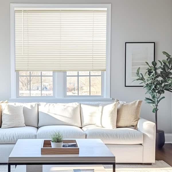 Alabaster Cordless Room Darkening Vinyl Mini Blind with 1 in. Slats - 32 in. W x 36 in. L