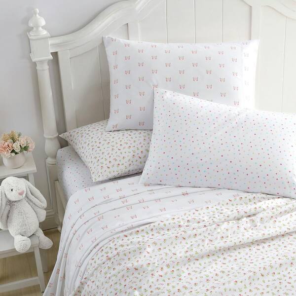 Laura Ashley Mae 3-Pcs Pink Microfiber Kids Twin/Twin XL Sheet Set