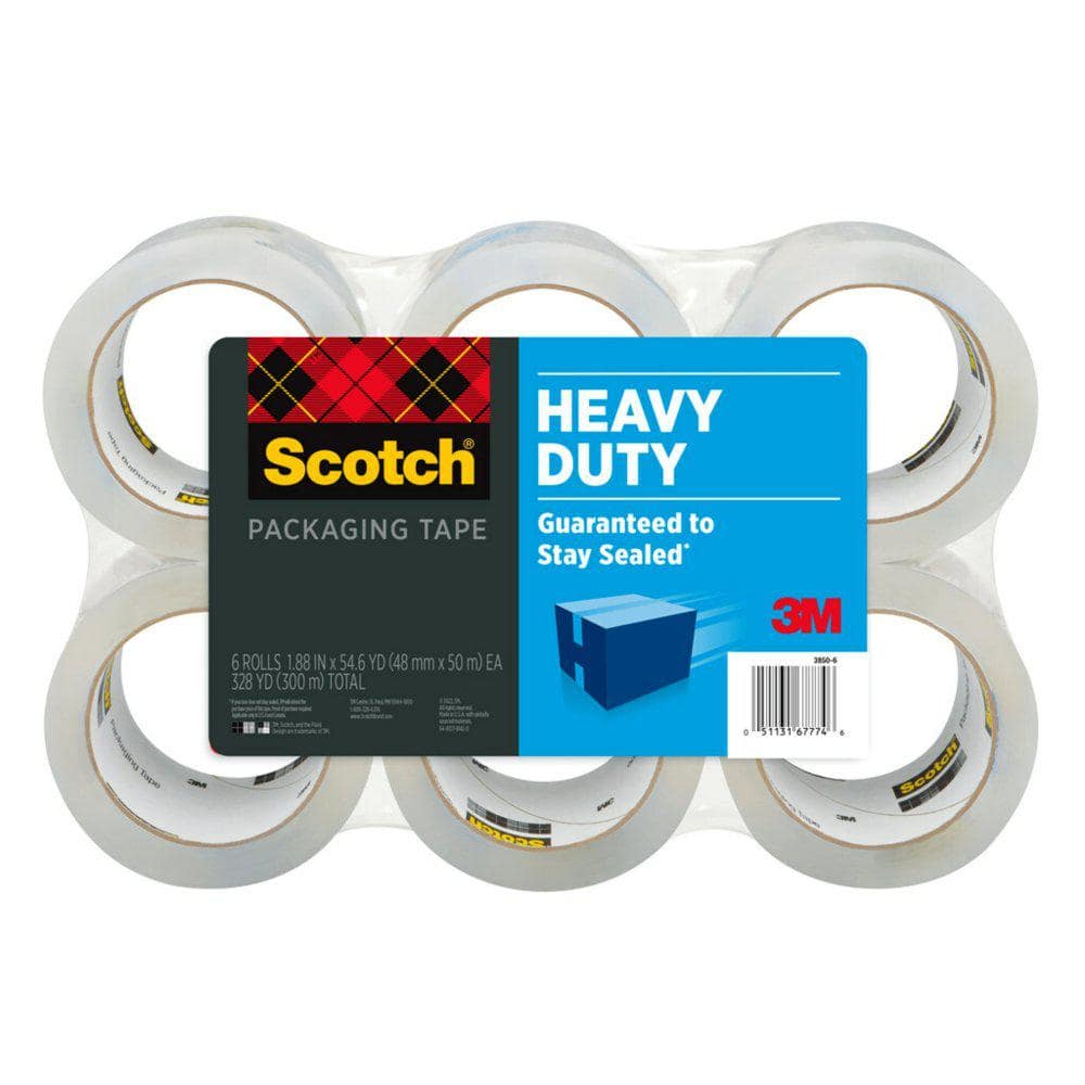 Scotch 1.88 in. x 54.6 yds. Heavy Duty Shipping Packaging Tape (4-Pack)  3850-LR4-DC - The Home Depot