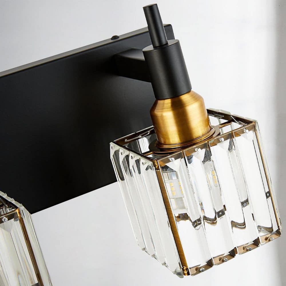 27.5" Black Gold Metal Crystal Vanity Light Fixture