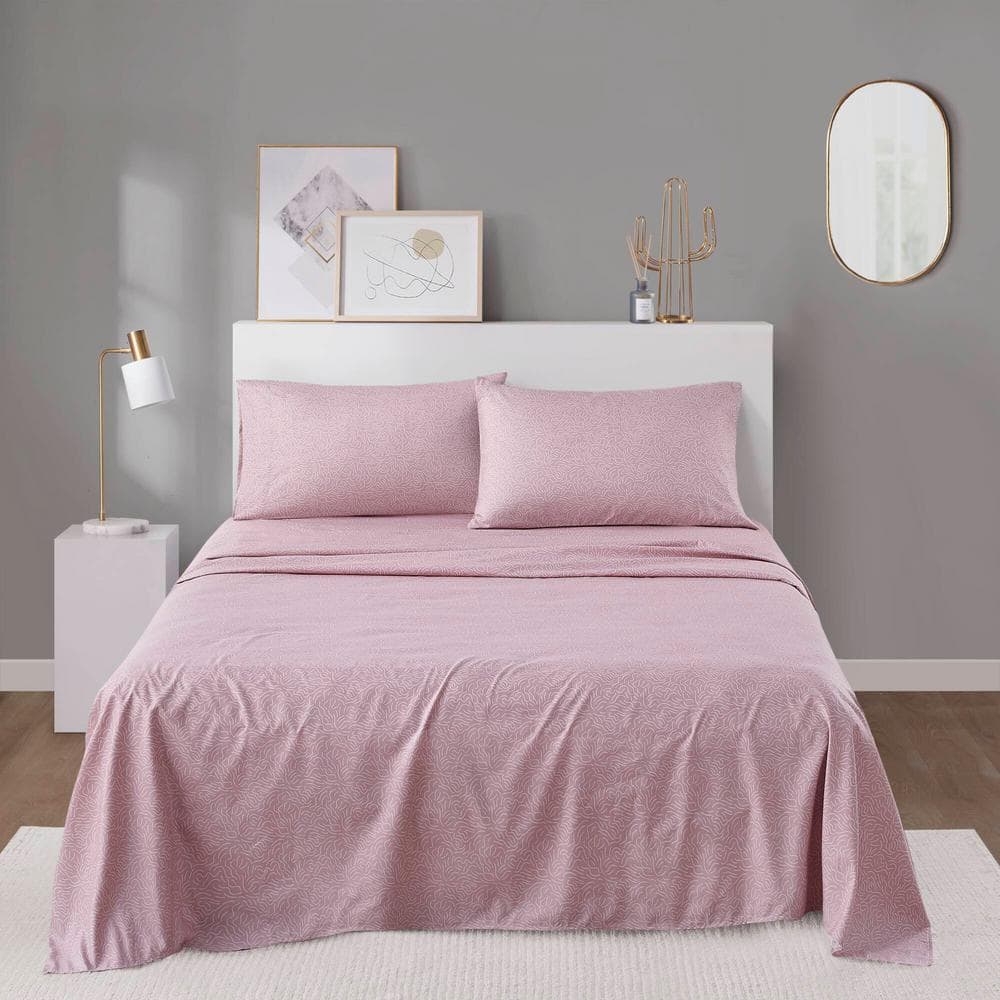 Blush Waves Queen Organic Cotton Microfiber Sheet Set