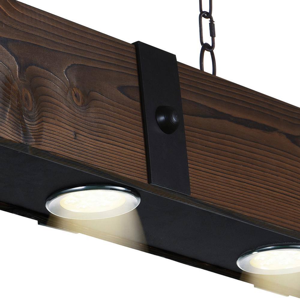 Rustic Crystal-Embellished LED Drum Chandelier in Brown and Black