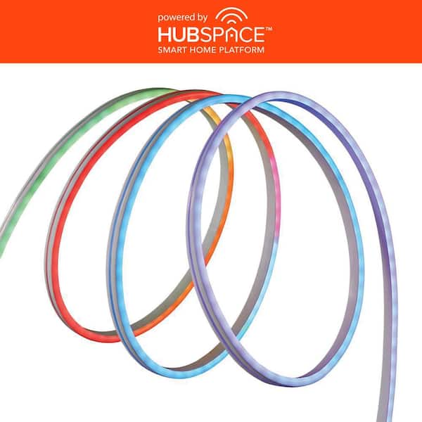 16.4 ft. Smart RGBWIC Dynamic Color Changing Dimmable Plug-In LED Neon Flex Strip Light Powered by Hubspace