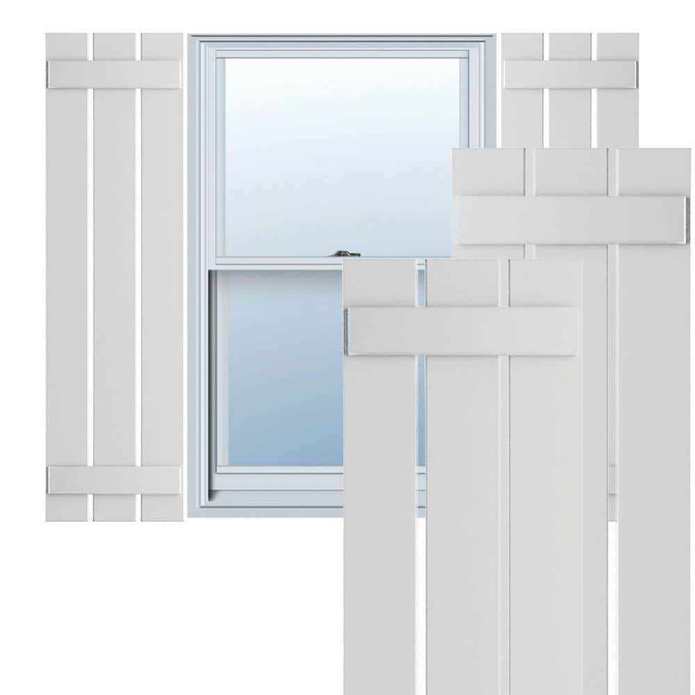 Unfinished White PVC Board and Batten Shutters, 17 1/8"W x 38"H