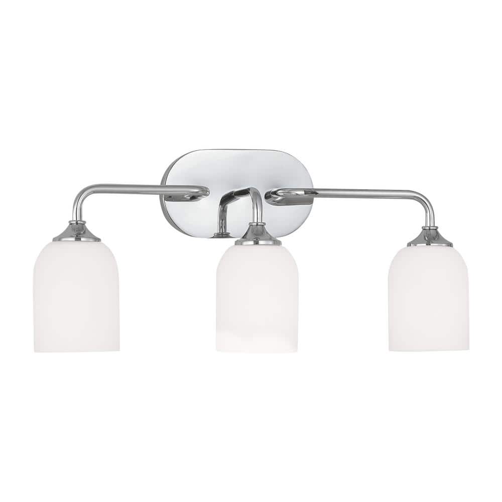 Emile Large 22 in. 3-Light Chrome Bathroom Vanity Light with Etched White Glass Shades price history on PriceWatchPro