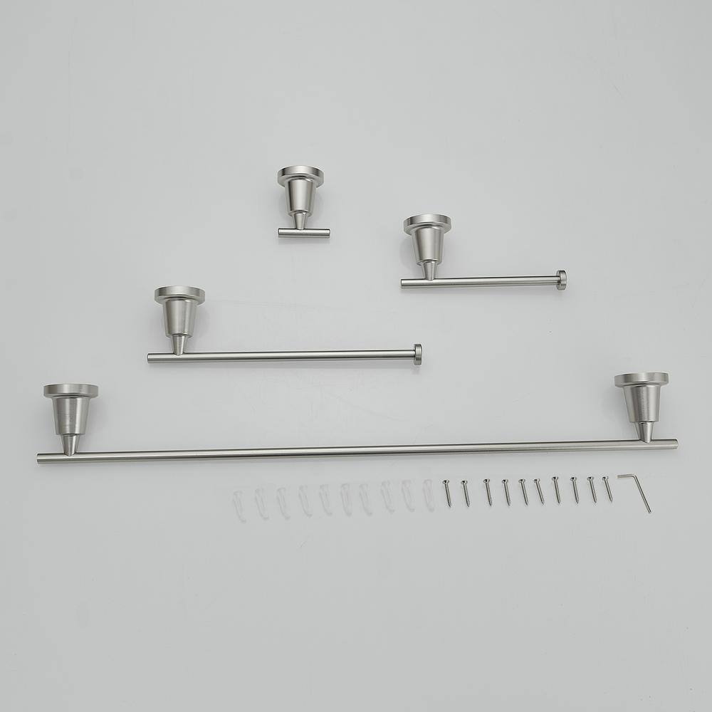 Brushed Nickel 4-Piece Bathroom Hardware Set with Towel Bar
