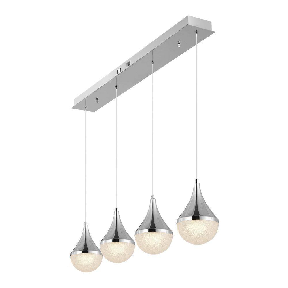 Elena Teardrop Chrome 47" LED Linear Pendant with Frosted Shade
