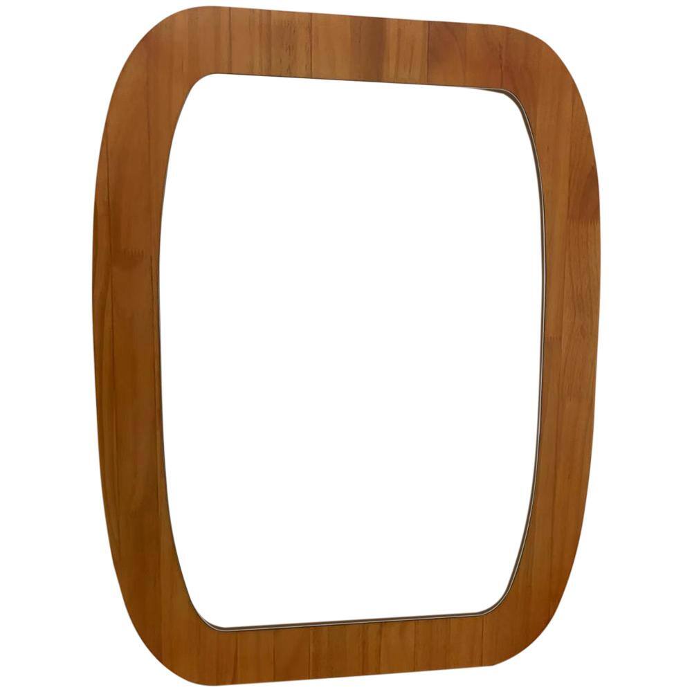 33" x 25" Brown Wood Framed Irregular Rectangular Wall Mirror