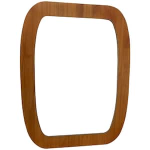 25 in. W x 33 in. H Brown Wood Framed Irregular Rectangle Decorative Wall Mirror