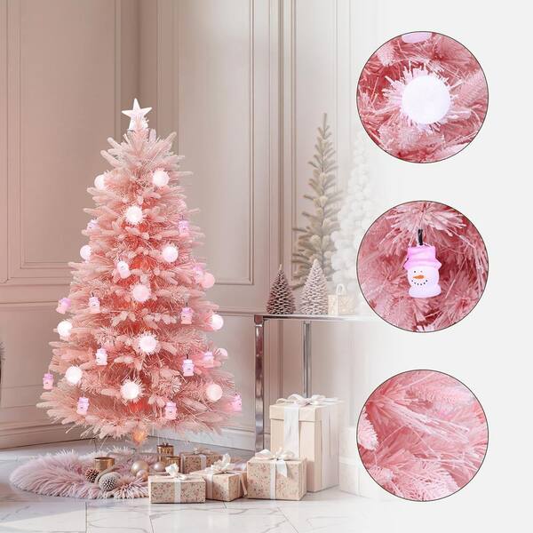 LuxenHome 5 ft. Prelit Pink Cherry Blossom Artificial Christmas