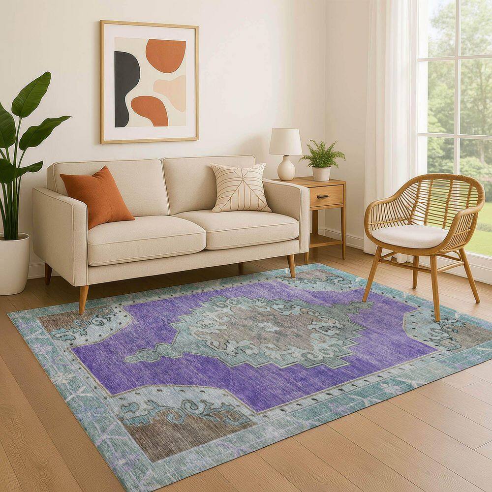 Mayfield Premium Machine Washable Abstract AMF1731 Purple 10 ft. x 14 ft. Area Rug price history on PriceWatchPro