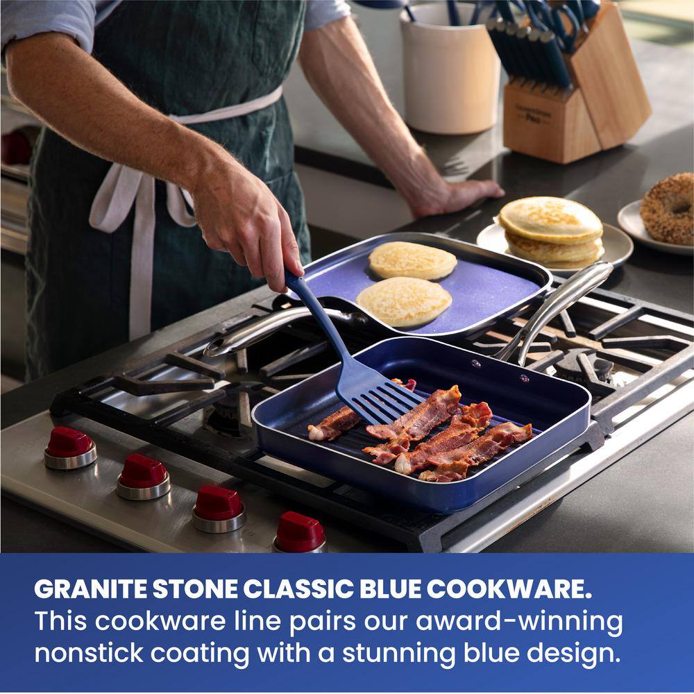 Granite Blue 10.5'' Nonstick Square Griddle Pan with Stainless Handle