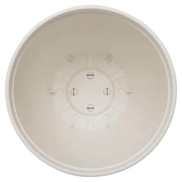 Vigoro - 8 in. Adeline Small Ivory Recycled Plastic Planter (8 in. D x 6 in. H) with Attached Saucer