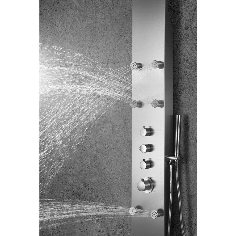 Fontan Brushed Steel 64" Shower Panel with Rainfall Head
