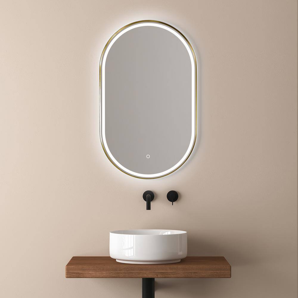 Oval Gold and Silver LED Lighted Bathroom Vanity Mirror