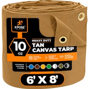 Canvas Heavy-Duty 6 ft. W X 8 ft. L Tan 10 oz. Tarp