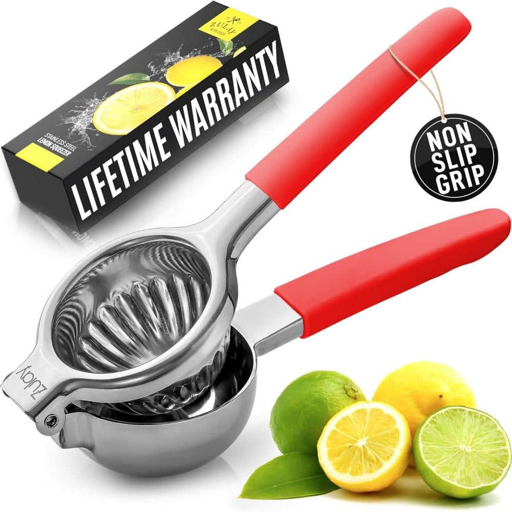 Zulay Kitchen Stainless Steel Silver Lemon Squeezer with Premium Quality Heavy Duty Solid Metal Squeezer Bowl Z LEMON SQZR SS RD The Home Depot