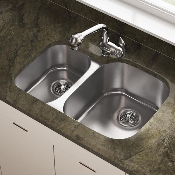 MR Direct Undermount Stainless Steel 29 in. Double Bowl Kitchen Sink ...