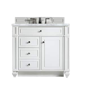 Bristol 36 in. W x 23.5 in. D x 34 in. H Single Bath Vanity in Bright White with Marble Top in Carrara White