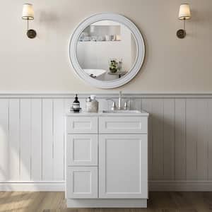 30-in W X 21-in D X 34.5-in H in Shaker White Plywood Ready to Assemble Floor Vanity Sink Base Kitchen Cabinet