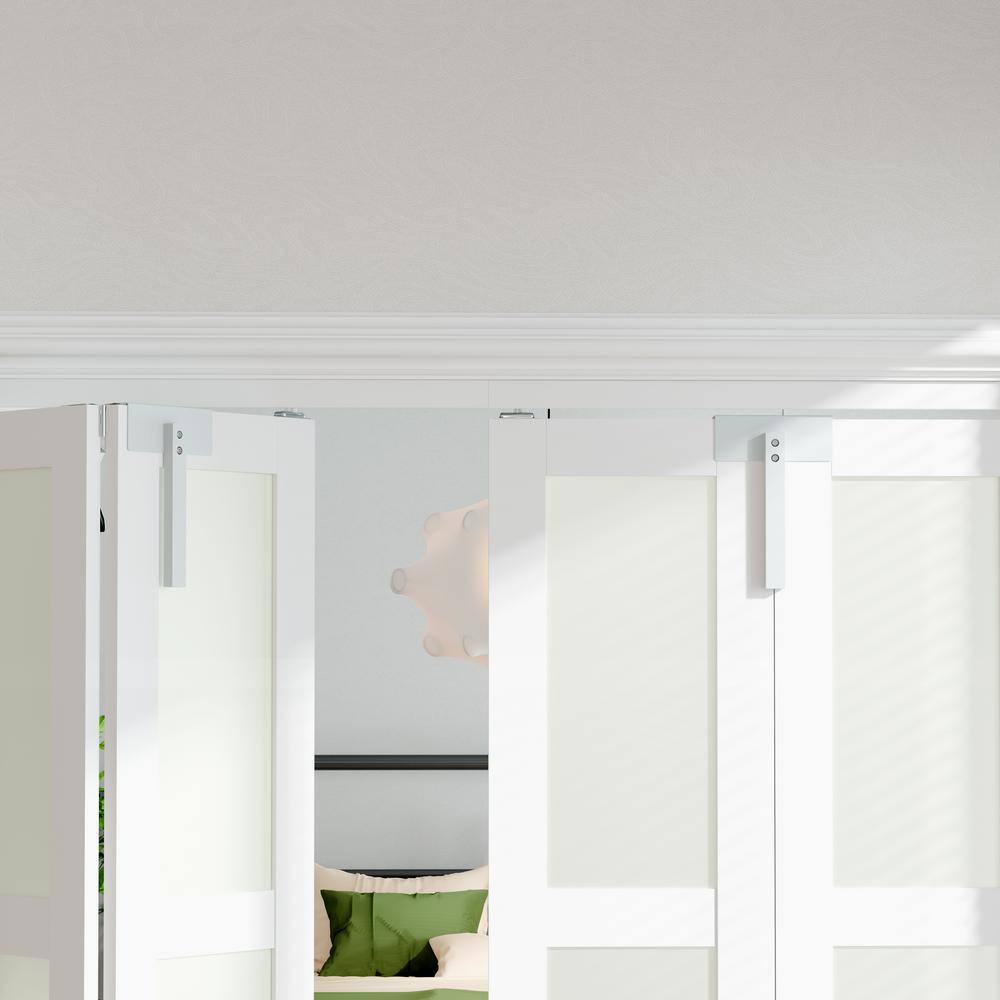 24 in. x 80 in. White Finished MDF Bifold Door with Frosted Glass