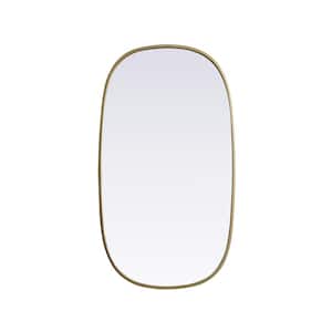 Simply Living 20 in. W x 36 in. H Oval Metal Framed Brass Mirror