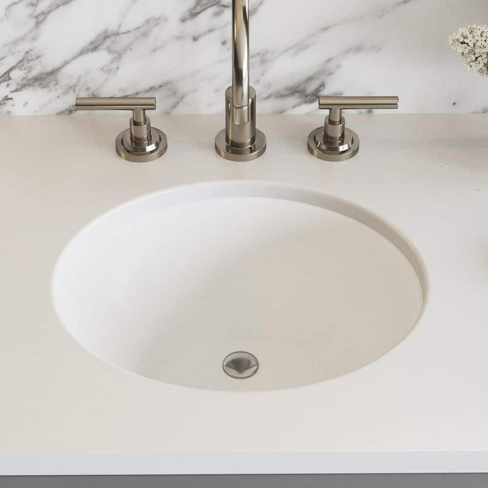 PELHAM & WHITE Newcastle 19-3/4 in. Undermount Ceramic Oval Bathroom Sink in White