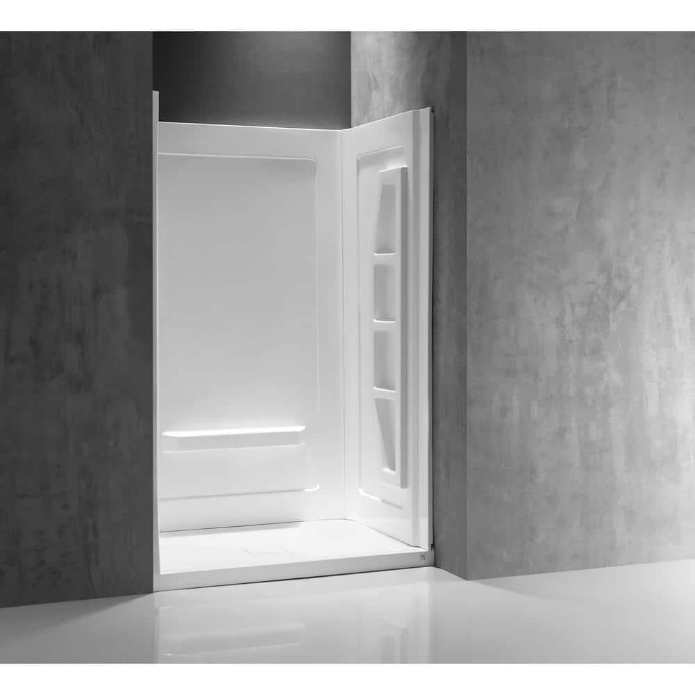 Rose 48'' x 36'' White Acrylic Shower Wall System
