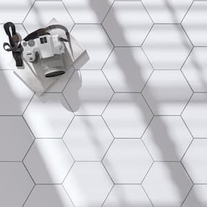 Kenzo White Hexagon 7.7 in. x 8.9 in. Matte Porcelain Floor and Wall Tile (9.05 sq. ft./Case)