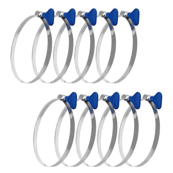 6 in. Stainless Steel Adjustable Key Hose Clamp, Thumb Screw Hose Clamps for Dust Collection, Dust Collector (10-Pack)