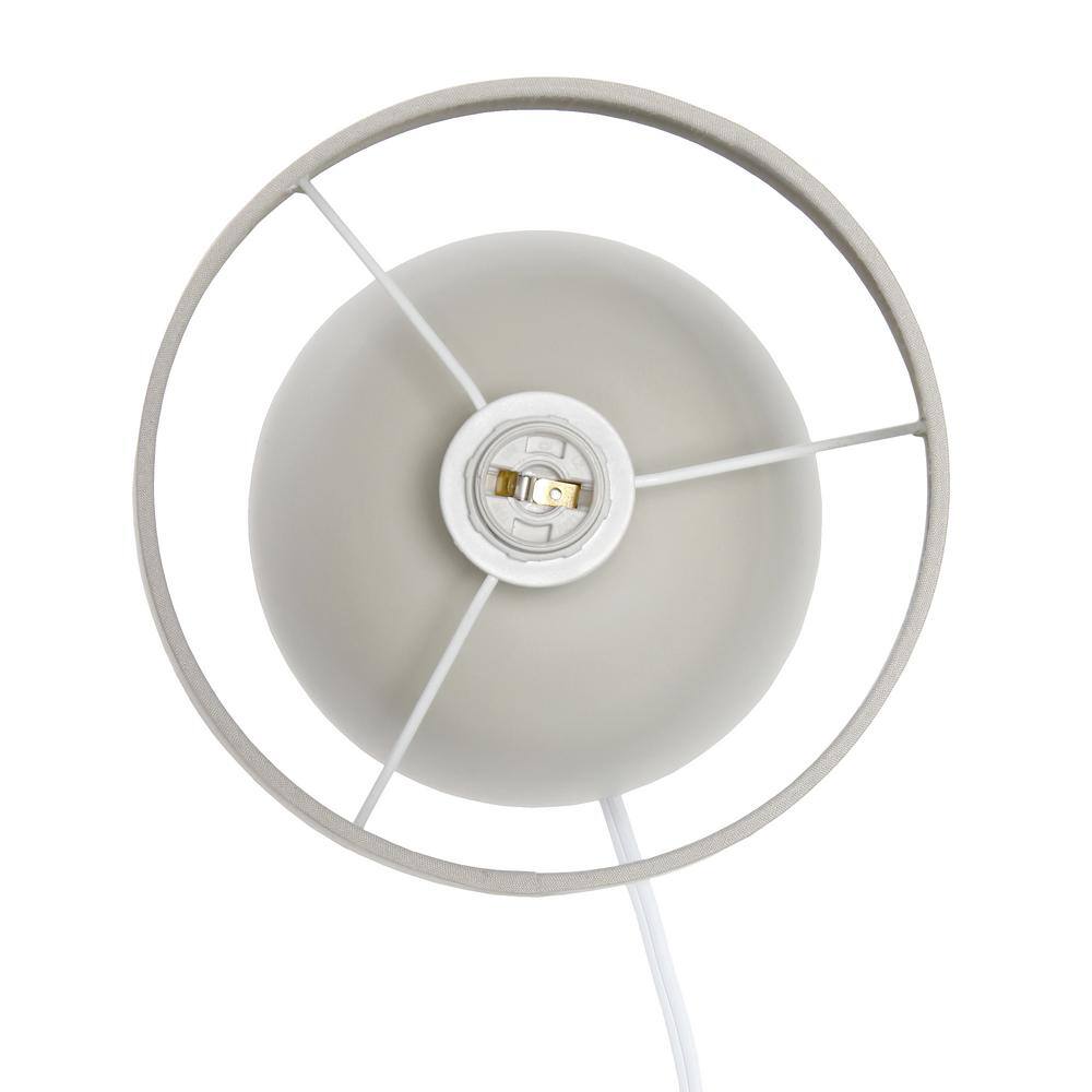 Petite Light Wood and Gray Ceramic Table Lamp