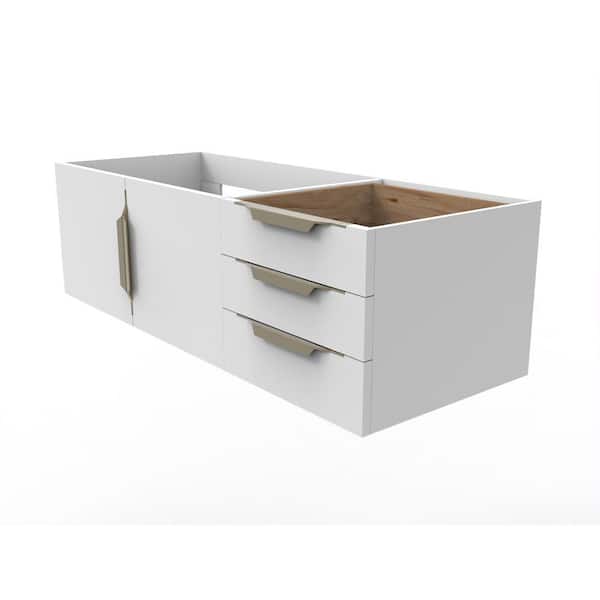 Alpine 47.75 in. W x 18.75 in. D x 14.25 in. H Bath Vanity Cabinet without Top in Matte White with Gold Trim