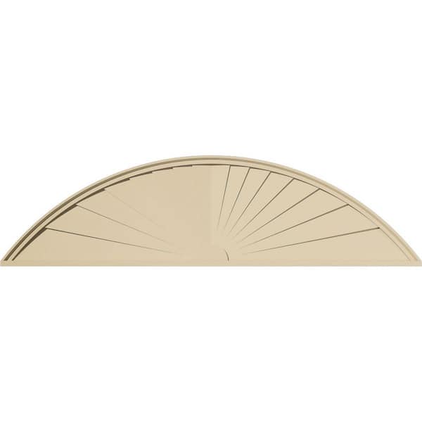 Ekena Millwork 78-in W x 20-1/2-in H x 2-in P Segment Arch Sunburst Signature Urethane Pediment, Primed Tan