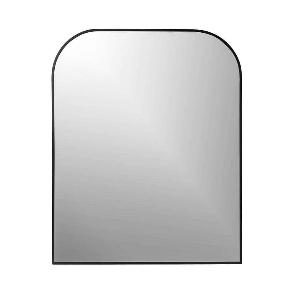 24 in. x 30 in. Juliet Black Metal Modern Arched Mirror