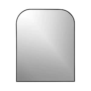 24 in. x 30 in. Juliet Black Metal Modern Arched Mirror