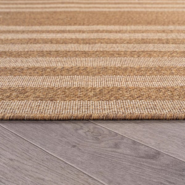 Geometric Sand/Natural Easy-Care Jute-Style Indoor/Outdoor Flat Woven Area Rug 2 ft. x 3 ft. Sand